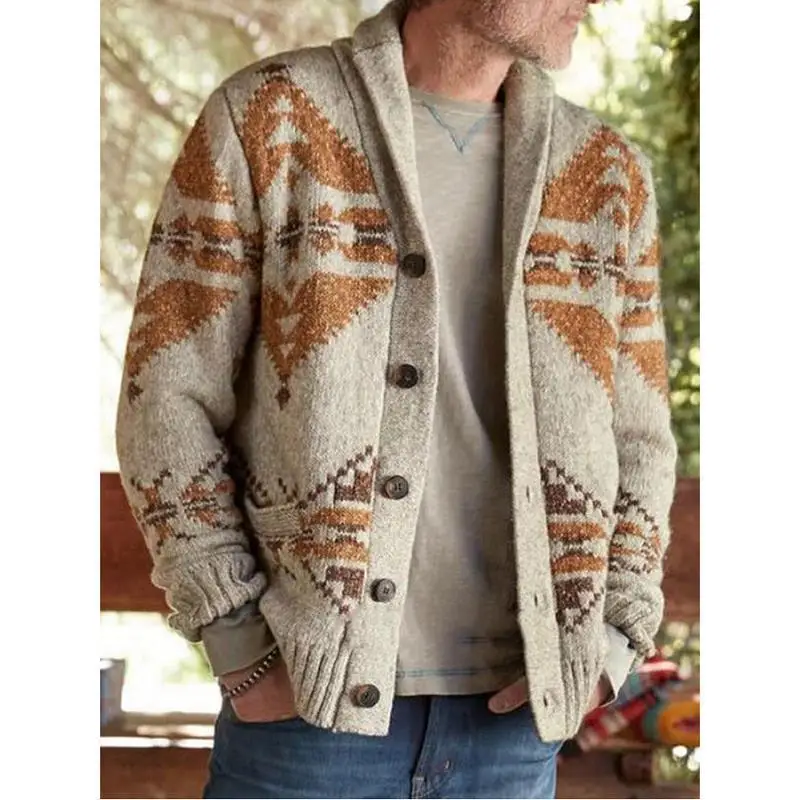 Men's Turn-down Collar Cardigan Autumn Winter Patchwork Russian Style Long Sleeve Thermal Jacket Knitted Casual Male Sweater Top
Men's Turn-down Collar Cardigan Autumn Winter Patchwork Russian Style Long Sleeve Thermal Jacket Knitted Casual Male Sweater Top