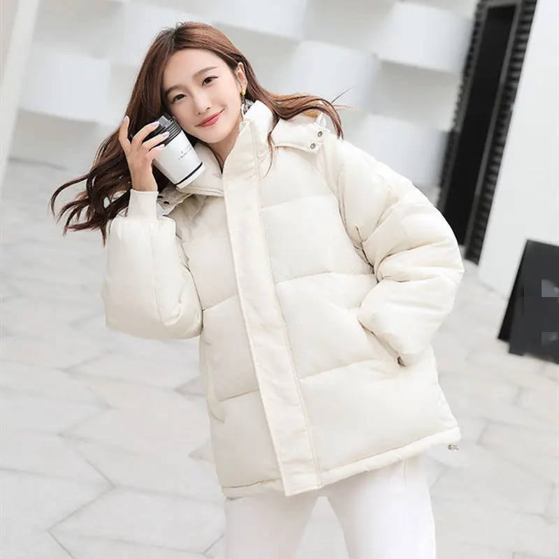 Winter Cotton Women's Down Jacket Hooded Long Sleeve Cardigan Zipper Pockets Solid Loose Thick Nice Casual Down Jacket
Winter Cotton Women's Down Jacket Hooded Long Sleeve Cardigan Zipper Pockets Solid Loose Thick Nice Casual Down Jacket
