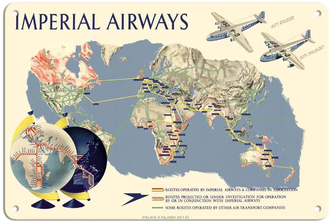 Island Art Imperial Airways Travel Poster by James Gardner c.1937-8in x 12in Vintage Metal Tin Sign
Island Art Imperial Airways Travel Poster by James Gardner c.1937-8in x 12in Vintage Metal Tin Sign
