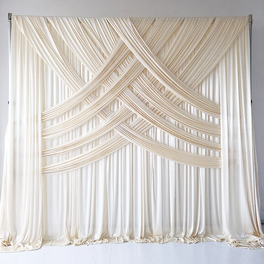 2020 December New Arrival 3m H x3m W 1 Piece Hot Sale Cream Cross Drapes Ice Silk Curtain Wedding Backdrop
2020 December New Arrival 3m H x3m W 1 Piece Hot Sale Cream Cross Drapes Ice Silk Curtain Wedding Backdrop