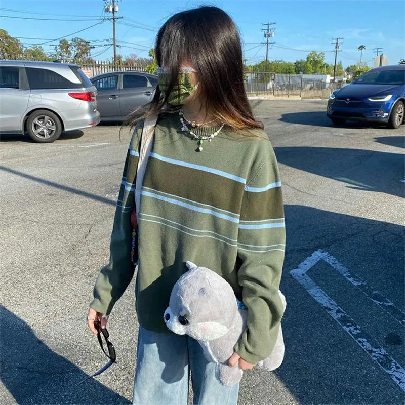 Women's Y2K Striped Oversized Sweater Long Sleeve Crewneck Harajuku Vintage Aesthetic Knitted Pullovers Tops
Women's Y2K Striped Oversized Sweater Long Sleeve Crewneck Harajuku Vintage Aesthetic Knitted Pullovers Tops