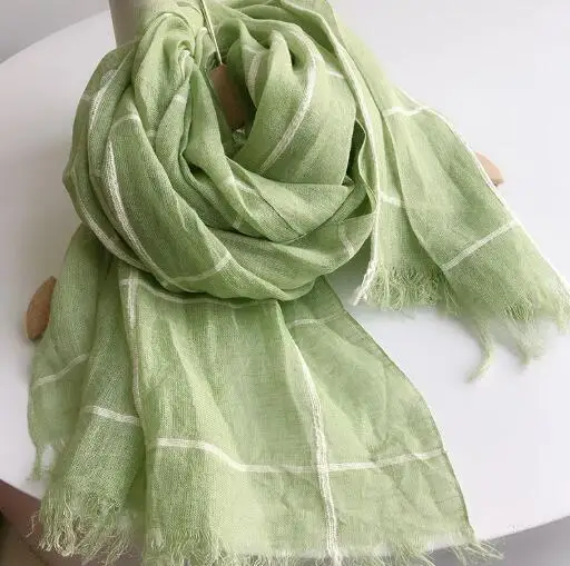 100% Linen Large Plaid Scarf Spring And Summer Sun Shade Vacation Scarves High Quality Foulard Shawls Scarves 60X180CM
100% Linen Large Plaid Scarf Spring And Summer Sun Shade Vacation Scarves High Quality Foulard Shawls Scarves 60X180CM