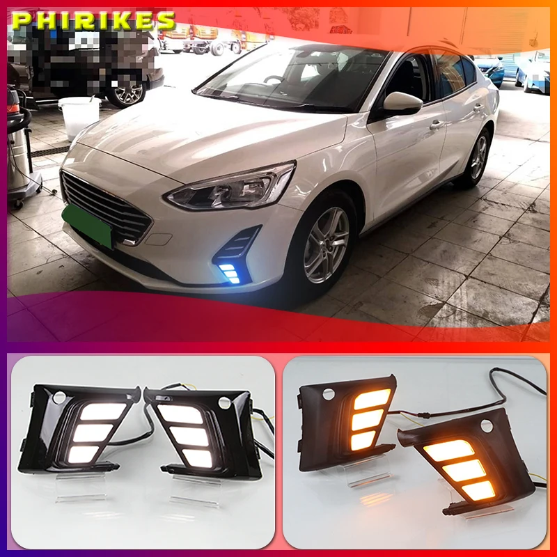For Ford Focus 2019 Daytime Running Light for Focus DRL LED Fog Lamp Cover With Yellow Turning Signal Functions
For Ford Focus 2019 Daytime Running Light for Focus DRL LED Fog Lamp Cover With Yellow Turning Signal Functions
