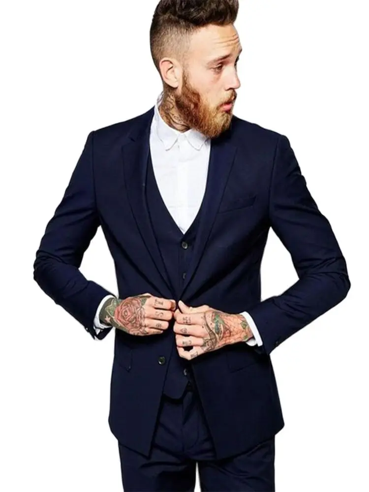 3pcs Men's Formal Suits Costume Homme Groom Wear Navy Blue Blazer Trousers Business Man Wedding Suit Tuxedo Prom Coat+Pants+Vest
3pcs Men's Formal Suits Costume Homme Groom Wear Navy Blue Blazer Trousers Business Man Wedding Suit Tuxedo Prom Coat+Pants+Vest