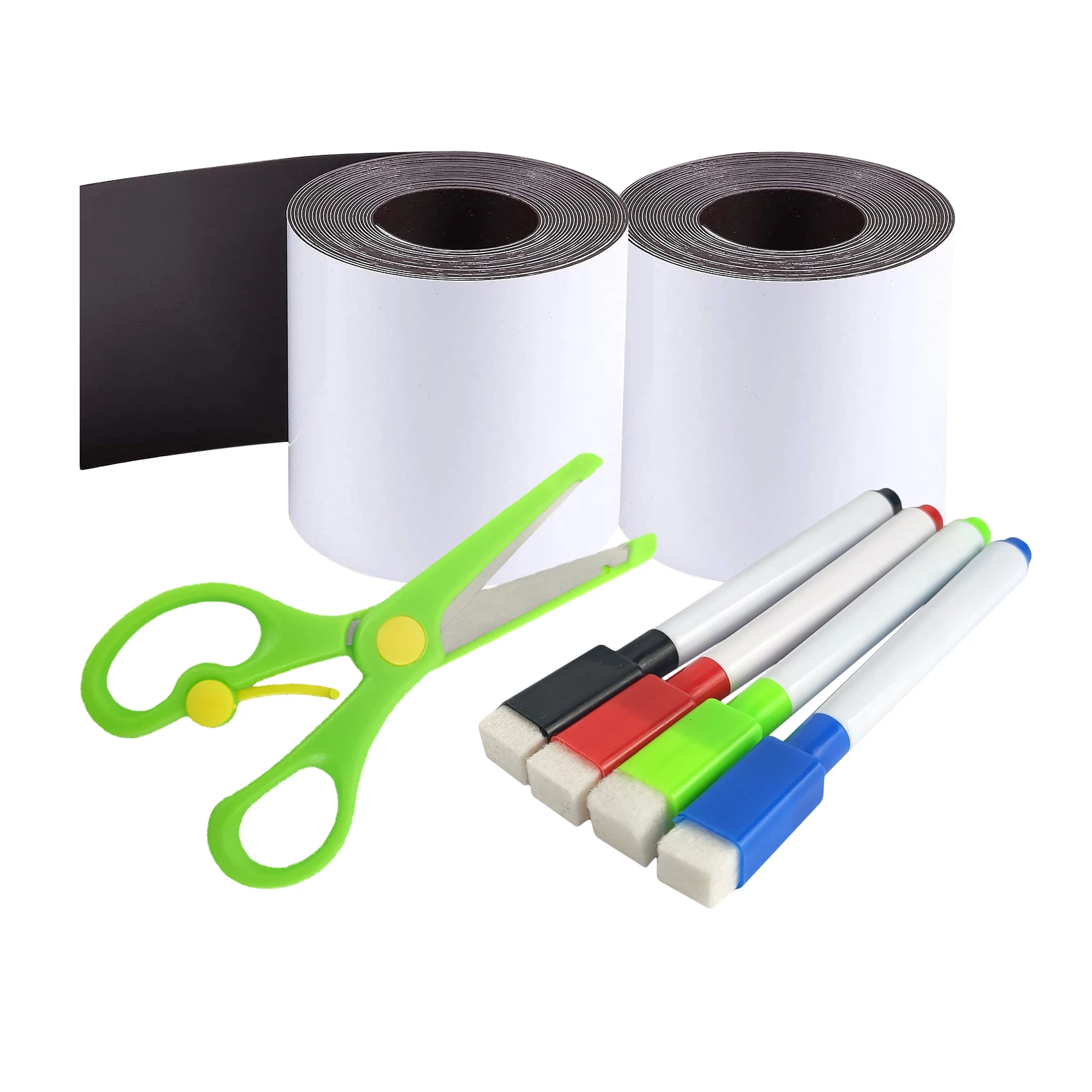 Aventik Dry Erase Strong Magnetic Tape with 4 Colors Erasable Marker and Scissors Smooth Rewritable Surface
Aventik Dry Erase Strong Magnetic Tape with 4 Colors Erasable Marker and Scissors Smooth Rewritable Surface