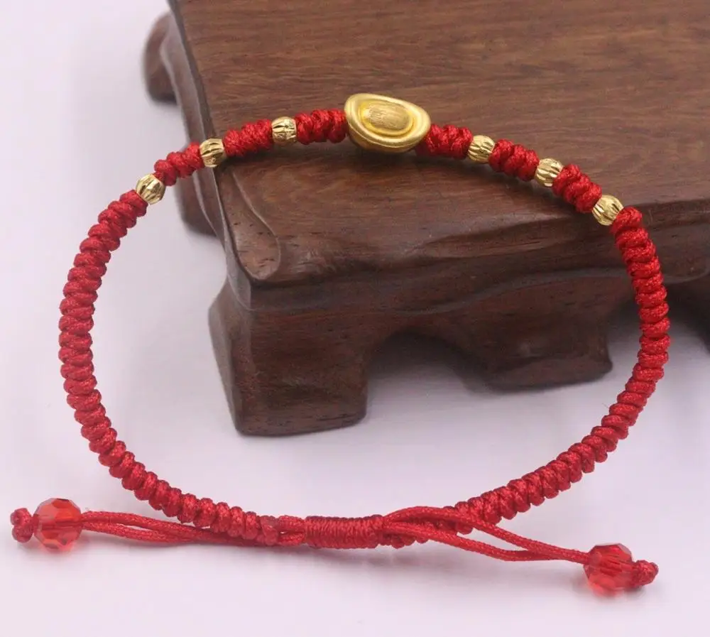 Real 24K Yellow Gold Smart Ingots Bead Red Braided Bracelet - Best Gift For Women Girl Baby Lucky
Real 24K Yellow Gold Smart Ingots Bead Red Braided Bracelet - Best Gift For Women Girl Baby Lucky