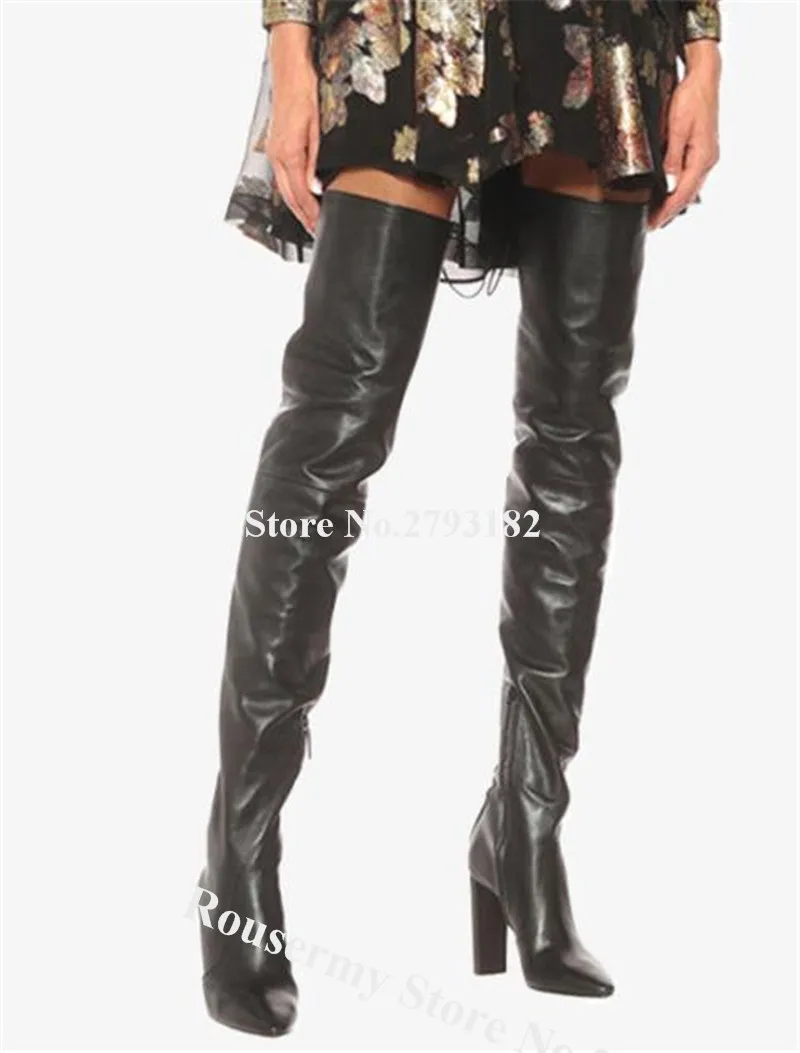 Women Sexy Pointed Toe Over Knee Chunky Heel Boots Black Leather Back Lace-up Thigh Long Thick HIgh Heel Boots Slim Boots
Women Sexy Pointed Toe Over Knee Chunky Heel Boots Black Leather Back Lace-up Thigh Long Thick HIgh Heel Boots Slim Boots