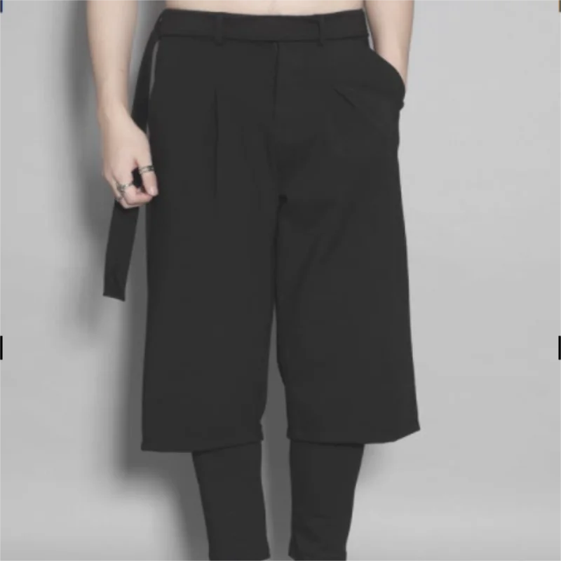 Men's Casual Pants Autumn New Pure Color British Style Personality Belt Splicing Design Trend False Two Straight Pants
Men's Casual Pants Autumn New Pure Color British Style Personality Belt Splicing Design Trend False Two Straight Pants