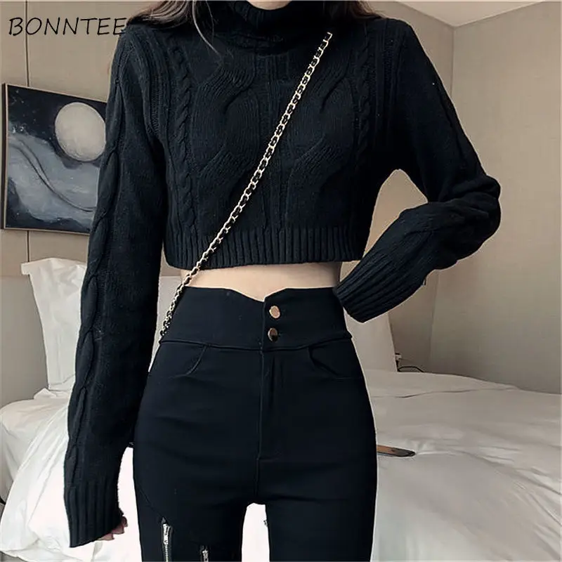Sweaters Women Black Turtleneck All-match Cropped Long Sleeve Clothes Elastic Slim College Popular Spring Temperament Outerwear
Sweaters Women Black Turtleneck All-match Cropped Long Sleeve Clothes Elastic Slim College Popular Spring Temperament Outerwear