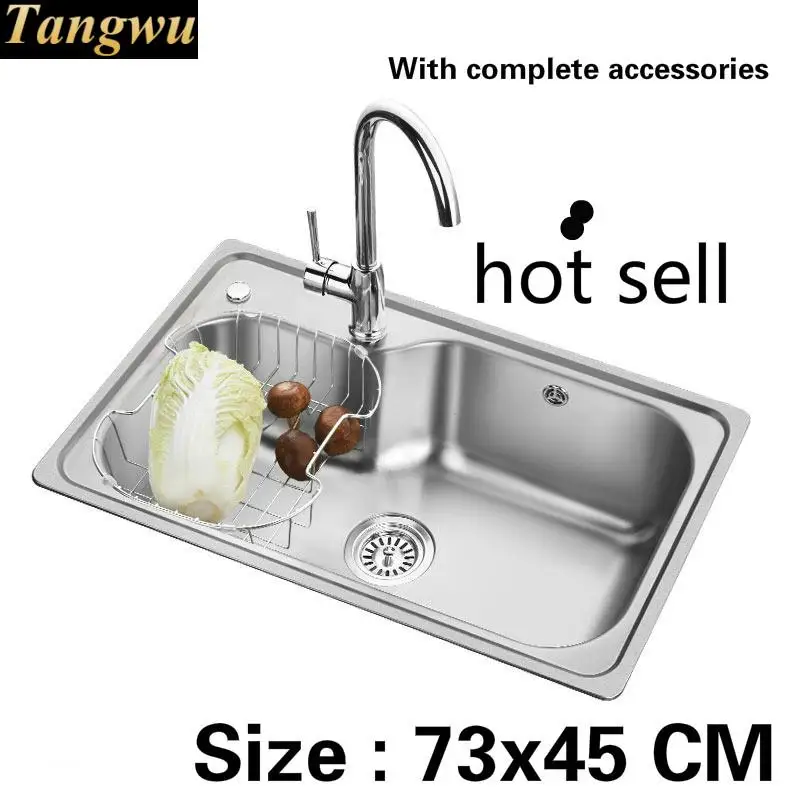 Free shipping Kitchen sink 0.8 mm single slot food grade 304 stainless steel durable hot sell 730x450 MM
Free shipping Kitchen sink 0.8 mm single slot food grade 304 stainless steel durable hot sell 730x450 MM