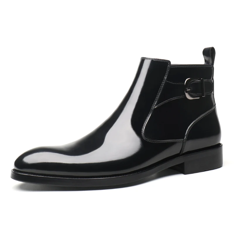 Fashion Black Formal Mens Business Dress Shoes Patent Leather Chelsea Boots Male Ankle Boots With Buckle
Fashion Black Formal Mens Business Dress Shoes Patent Leather Chelsea Boots Male Ankle Boots With Buckle
