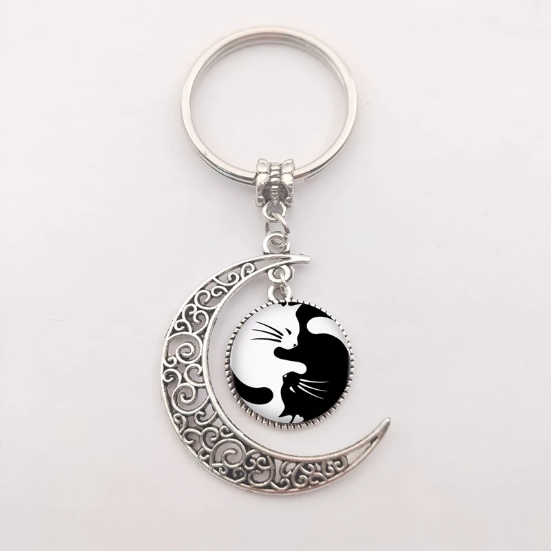 Fashion black white cat crystal glass keychain men women Moon pendant keyring dome charm car ring friend favorite gift
Fashion black white cat crystal glass keychain men women Moon pendant keyring dome charm car ring friend favorite gift