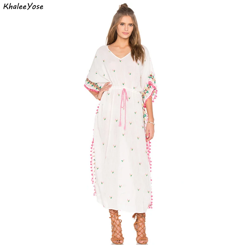 KHALEE YOSE Floral Embroidery Maxi Dress Tunic Summer Boho Women Dresses Loose Oversized Ladies Holiday White Female Chic Dress
KHALEE YOSE Floral Embroidery Maxi Dress Tunic Summer Boho Women Dresses Loose Oversized Ladies Holiday White Female Chic Dress