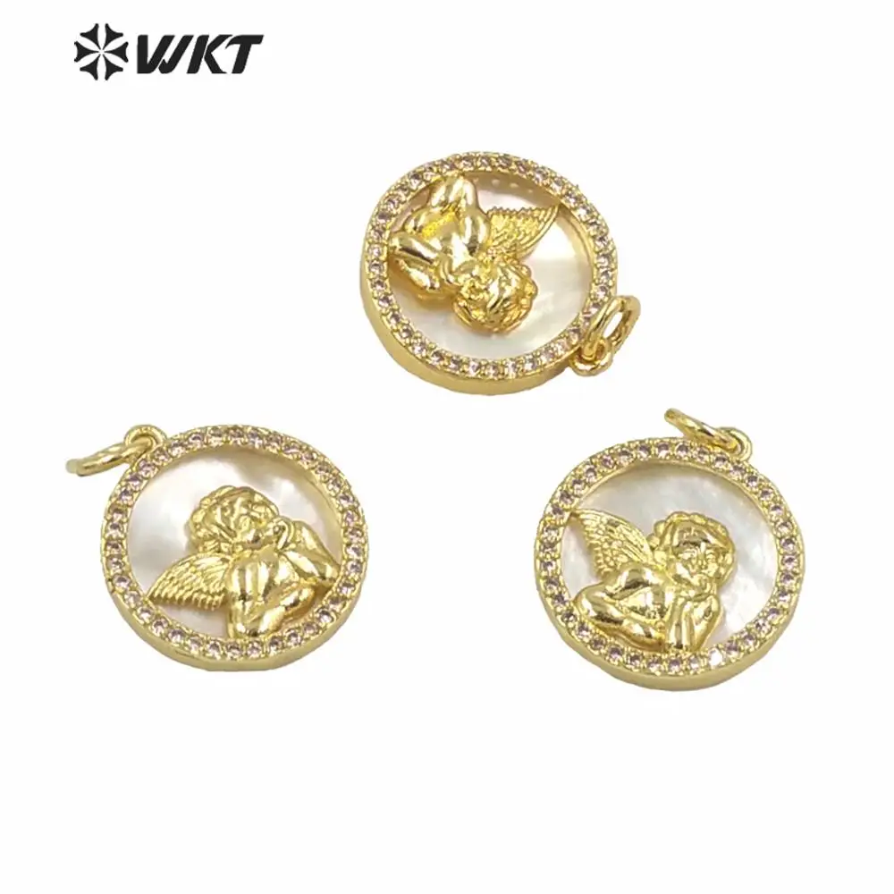 MP161 Charming lady religious pendant angel baby jewelry pendant with gold electroplated round shape coin white shell pendant
MP161 Charming lady religious pendant angel baby jewelry pendant with gold electroplated round shape coin white shell pendant