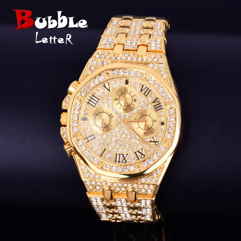 Bubble Letter Men's Watch Gold Color Big Dial Military Quartz Clock Luxury Rhinestone Business Waterproof Relogio Masculio
Bubble Letter Men's Watch Gold Color Big Dial Military Quartz Clock Luxury Rhinestone Business Waterproof Relogio Masculio