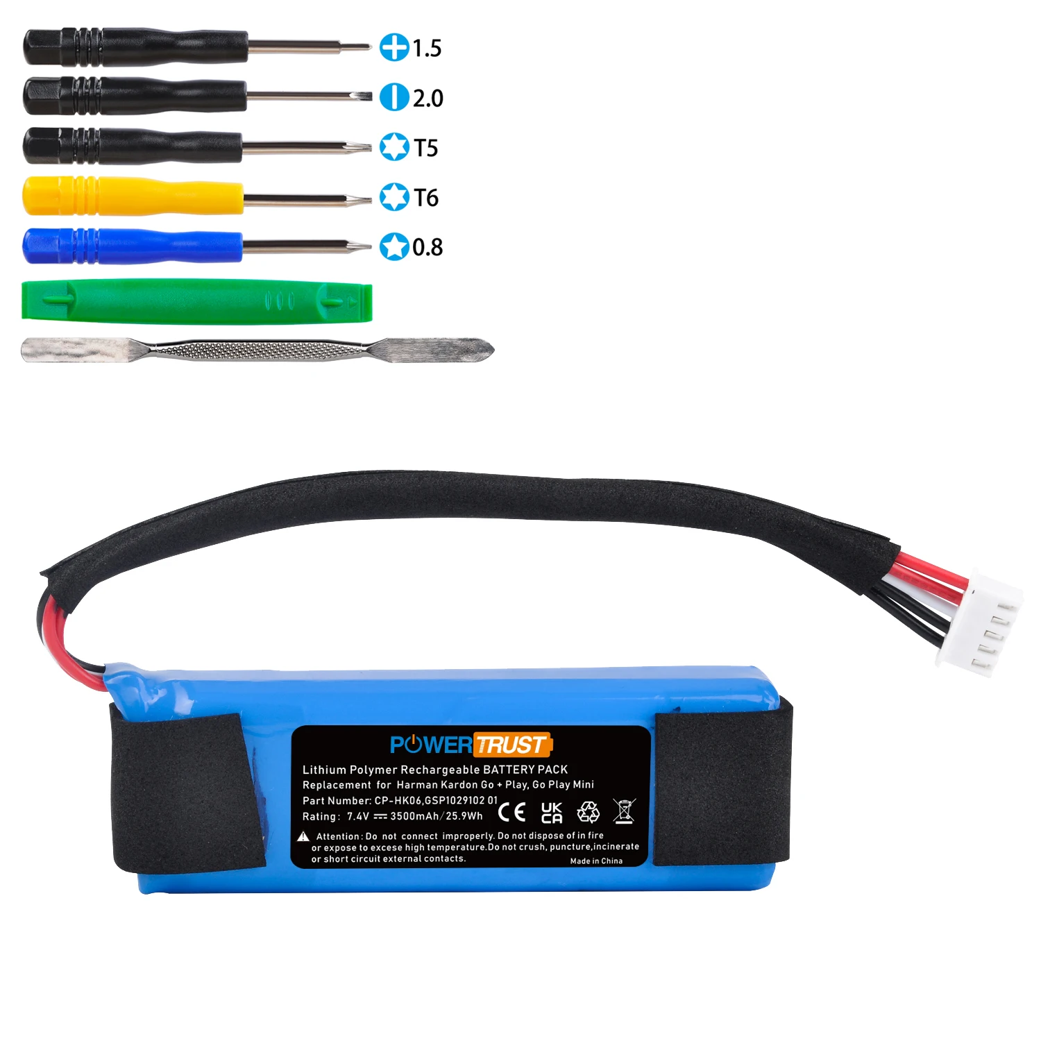 7.4V 3500mAh CP-HK06 Battery for Harman/Kardon Go Play, Go Play Mini Rechargeable battery GSP1029102 01 with Free screwdriver
7.4V 3500mAh CP-HK06 Battery for Harman/Kardon Go Play, Go Play Mini Rechargeable battery GSP1029102 01 with Free screwdriver