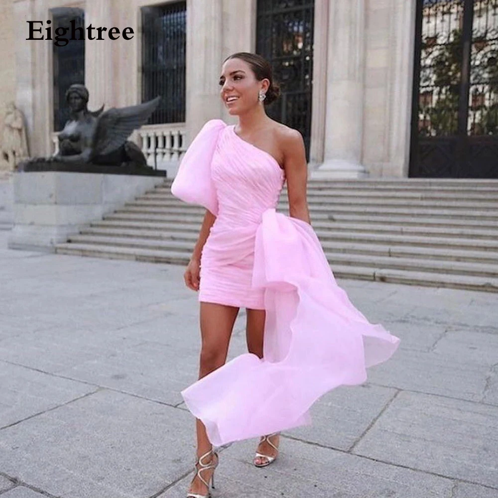 Eightree Light Pink Short Mini Chiffon Prom Dress Asymmetric One Sleeve With Bow Party Dress Pleated Formal Night Evening Gowns
Eightree Light Pink Short Mini Chiffon Prom Dress Asymmetric One Sleeve With Bow Party Dress Pleated Formal Night Evening Gowns