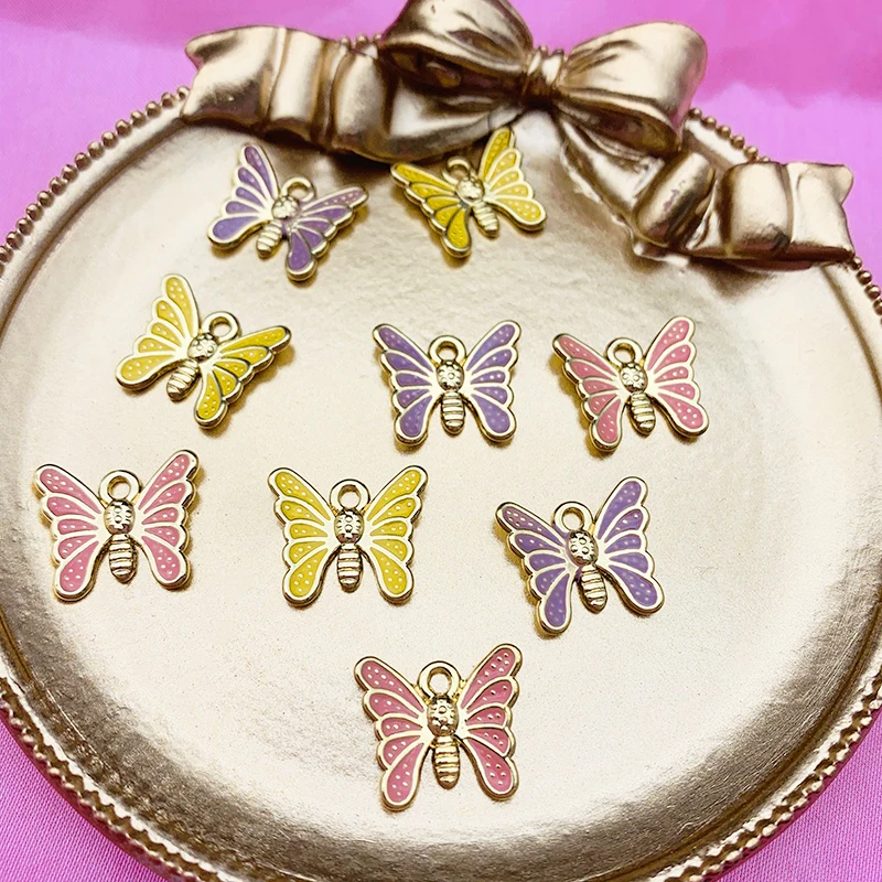 10Pcs 15*13mm Drop Oil Enamel Cute Butterfly Charms Gold Alloy Colorful Insect Pendant For Jewelry Making Accessories Wholesale
10Pcs 15*13mm Drop Oil Enamel Cute Butterfly Charms Gold Alloy Colorful Insect Pendant For Jewelry Making Accessories Wholesale