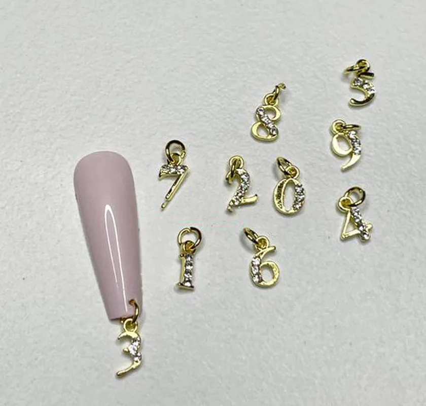 Nail Art Charms Number Design 10Pcs Nail Pendant 0-9 Numbers Dangle Nail Charms Accessories 3D Rhinestone Alloy Jewelry
Nail Art Charms Number Design 10Pcs Nail Pendant 0-9 Numbers Dangle Nail Charms Accessories 3D Rhinestone Alloy Jewelry