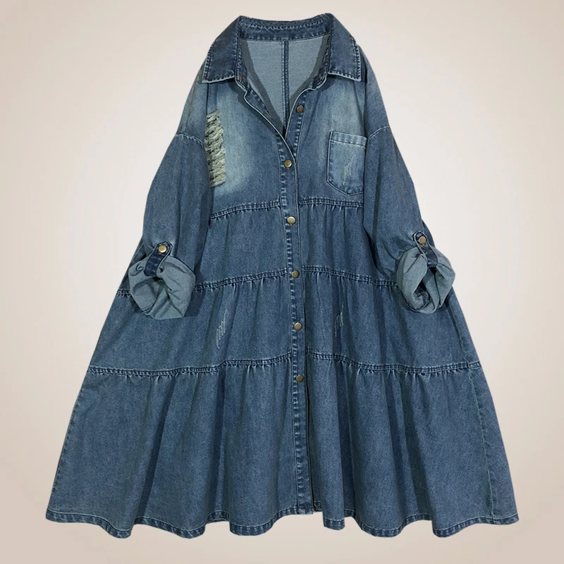SuperAen Spring Autumn A Line Loose Slim High Waist Denim Windbreaker Casual Button Turn-down Collar Woman Dress
SuperAen Spring Autumn A Line Loose Slim High Waist Denim Windbreaker Casual Button Turn-down Collar Woman Dress