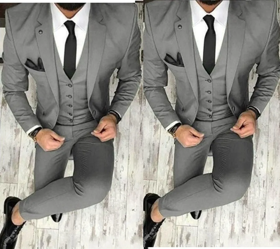 Custom Made Two Buttons Gray Wedding Groom Tuxedos Notch Lapel Groomsmen Men Formal Prom Suits Bridegroom (Jacket+Pants+Vest)
Custom Made Two Buttons Gray Wedding Groom Tuxedos Notch Lapel Groomsmen Men Formal Prom Suits Bridegroom (Jacket+Pants+Vest)