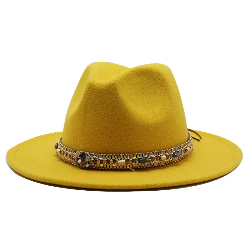 Women Men Wide Brim Wool Felt Jazz Fedora Hats Panama Style Cowboy Trilby Party formal Dress Hat Large Size Yellow white
Women Men Wide Brim Wool Felt Jazz Fedora Hats Panama Style Cowboy Trilby Party formal Dress Hat Large Size Yellow white