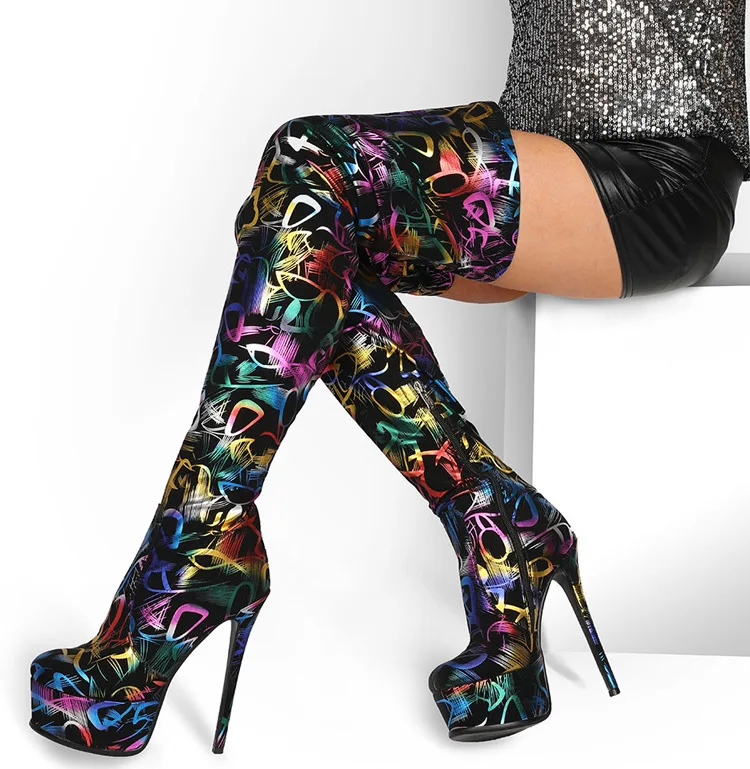 Fall Multi Scrawl Satin Hgih Heels Thigh Boots Women High Platform Knight Boots Stage Sexy Women Over The Knee leather Boots
Fall Multi Scrawl Satin Hgih Heels Thigh Boots Women High Platform Knight Boots Stage Sexy Women Over The Knee leather Boots