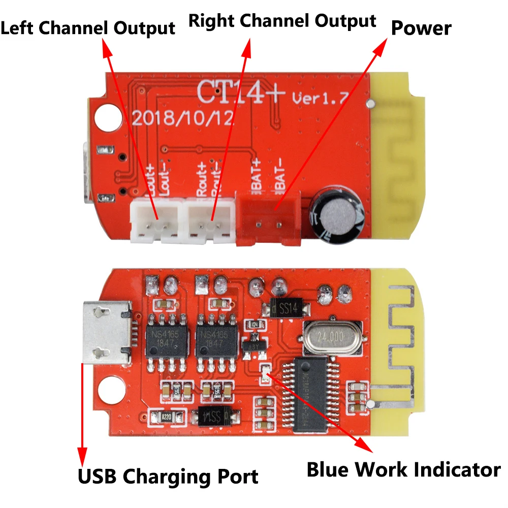 CT14 2*5W Dual Digital Audio Power Amplifier Board Bluetooth Micro 4.2 Stereo Speaker Modification Sound Module Micro USB
CT14 2*5W Dual Digital Audio Power Amplifier Board Bluetooth Micro 4.2 Stereo Speaker Modification Sound Module Micro USB
