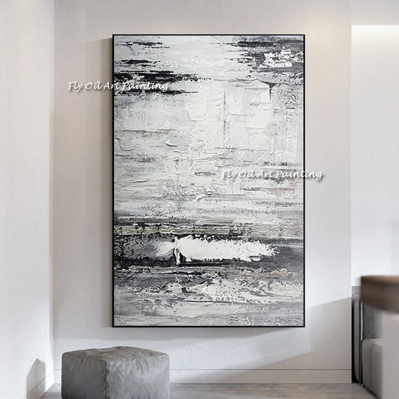 Gray Black White Simple Christmas Gift Handmade Modern Nordic Knife Oil Painting Abstract Porch Wall Art Home Decor For Office
Gray Black White Simple Christmas Gift Handmade Modern Nordic Knife Oil Painting Abstract Porch Wall Art Home Decor For Office