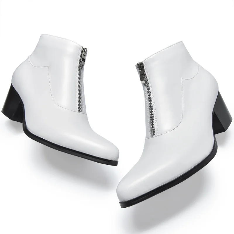 Mens Fashion Autumn Winter Genuine Leather Boots Black White High Heel Pointed Toe Business Dress Shoes Men Office Ankle Boots
Mens Fashion Autumn Winter Genuine Leather Boots Black White High Heel Pointed Toe Business Dress Shoes Men Office Ankle Boots