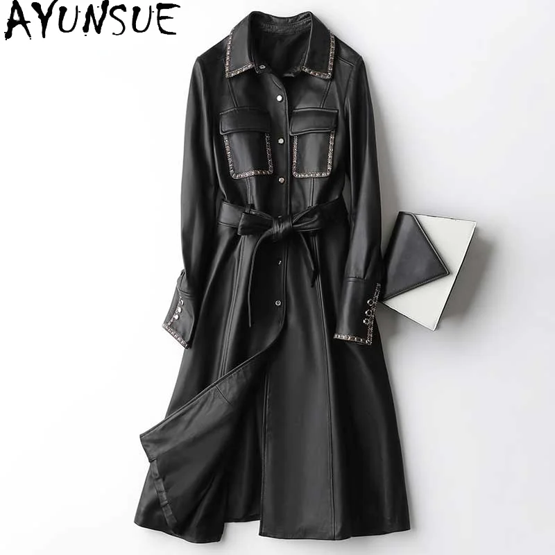 AYUNSUE Long 100% Genuine Sheepskin Leather Jackets Women Autumn Winter 2021 Black Women's Fur Clothing Jaqueta Feminina Gxy371
AYUNSUE Long 100% Genuine Sheepskin Leather Jackets Women Autumn Winter 2021 Black Women's Fur Clothing Jaqueta Feminina Gxy371