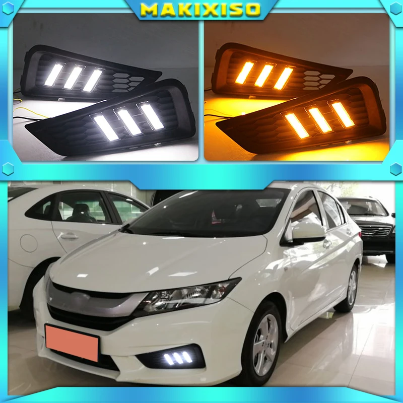 1 Set DRL Daytime Running Lights Daylight 12V ABS Fog Lamp Cover With Turn Yellow Signal Light For Honda City 2015 2016
1 Set DRL Daytime Running Lights Daylight 12V ABS Fog Lamp Cover With Turn Yellow Signal Light For Honda City 2015 2016