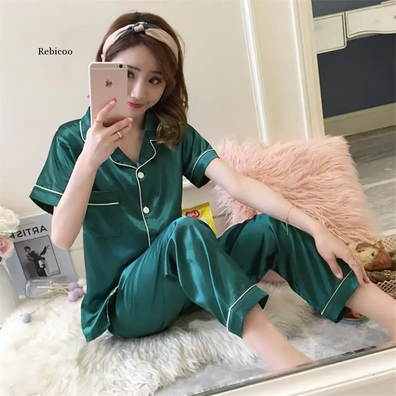 Silk Pajamas Outfit Short Sleeve Girl Silk Spring and Summer Trousers Lapel Suitable for Sleep Tracksuit High Quality Nightdress
Silk Pajamas Outfit Short Sleeve Girl Silk Spring and Summer Trousers Lapel Suitable for Sleep Tracksuit High Quality Nightdress