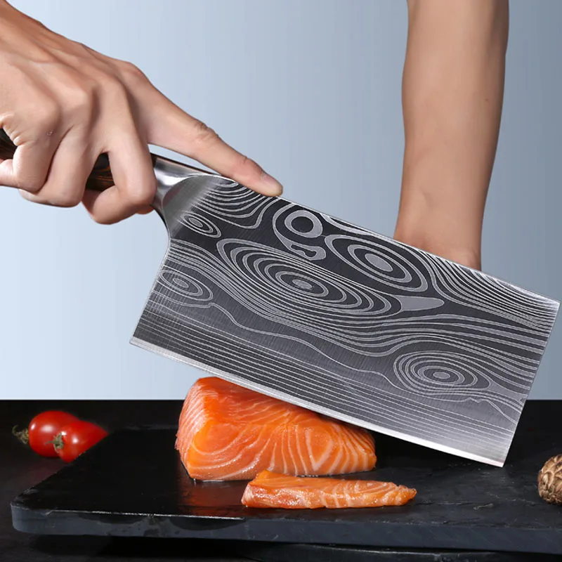New Kitchen Knife Damascus Laser Pattern Chinese Chef Knife Stainless Steel Butcher Meat Chopping Cleaver Knife Vegetable Cutter
New Kitchen Knife Damascus Laser Pattern Chinese Chef Knife Stainless Steel Butcher Meat Chopping Cleaver Knife Vegetable Cutter