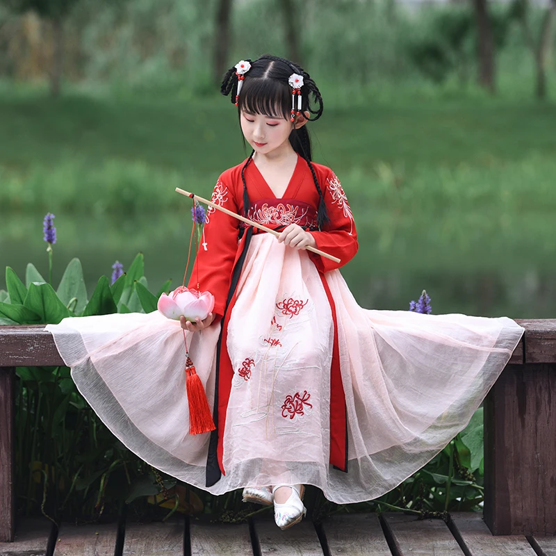 Chinese Traditional Fairy National Hanfu Dress Girls Ancient Princess Han Dynasty Dance Folk Costume New Year Dress Outfit
Chinese Traditional Fairy National Hanfu Dress Girls Ancient Princess Han Dynasty Dance Folk Costume New Year Dress Outfit