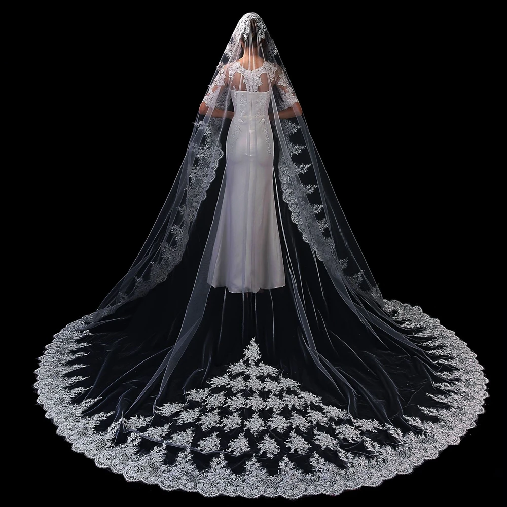 New One Layer Applique Comb Lace Ivory Cathedral Wedding Veil Long Bridal Veil Superior Wedding Accessories Voile Mariage
New One Layer Applique Comb Lace Ivory Cathedral Wedding Veil Long Bridal Veil Superior Wedding Accessories Voile Mariage