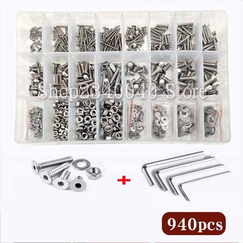 304 Stainless Steel Hexagon Hex Socket Cap Head Screw Bolt Nut Set Assortment Kit 940Pcs M2 M3 M4 M5 Hex Screw Washer Nut Set
304 Stainless Steel Hexagon Hex Socket Cap Head Screw Bolt Nut Set Assortment Kit 940Pcs M2 M3 M4 M5 Hex Screw Washer Nut Set