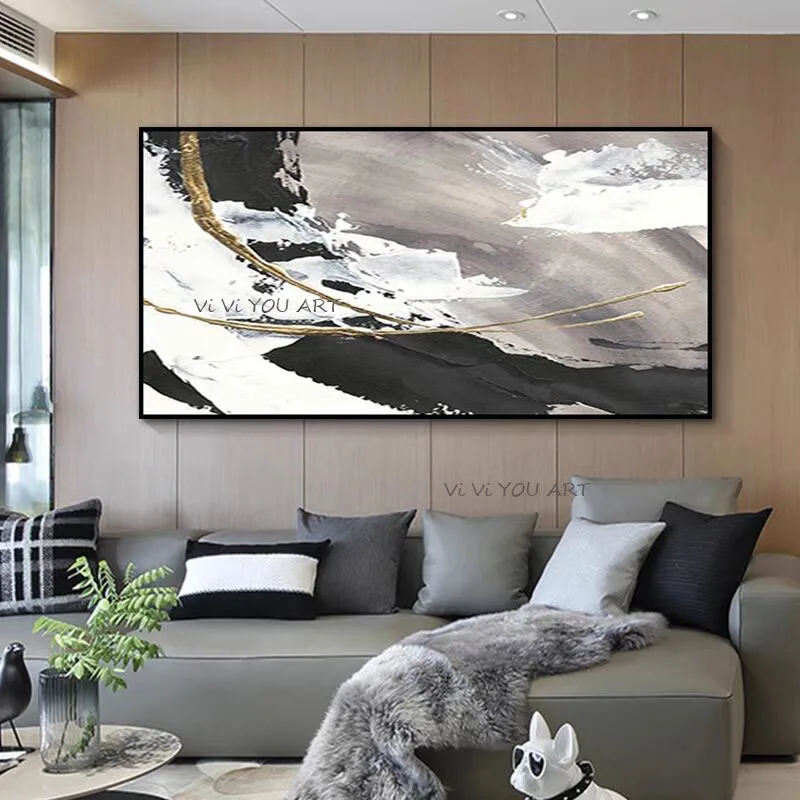 100% Hand Painted oil Painting Canvas Abstract And Black White Gold Modern Art Acrylic Large Wall For Living Room Deco
100% Hand Painted oil Painting Canvas Abstract And Black White Gold Modern Art Acrylic Large Wall For Living Room Deco