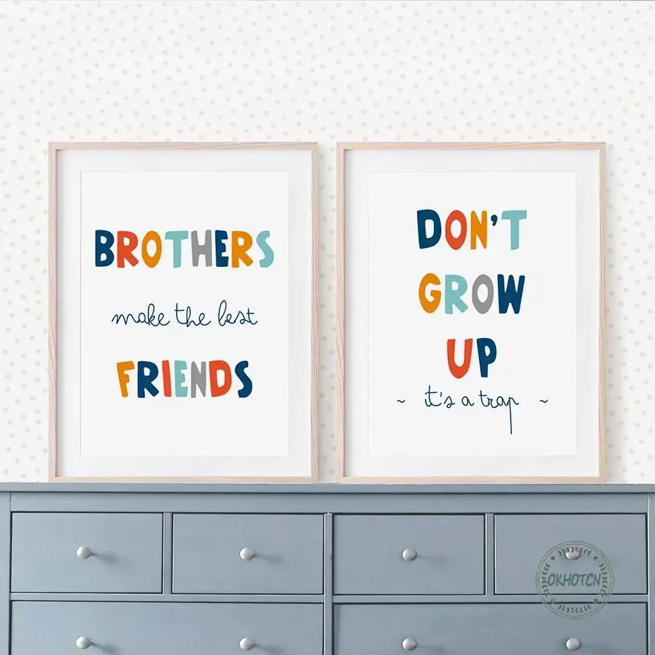 Funny Colorful Letters Quotes Canvas Painting Brothers Grow Up Poster and Print Wall Art Pictures for Boys Kids Playroom Decor
Funny Colorful Letters Quotes Canvas Painting Brothers Grow Up Poster and Print Wall Art Pictures for Boys Kids Playroom Decor