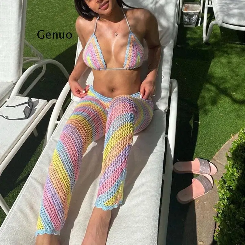Hand Crochet Bikini Set Cover UP Deep V Neck Top And Long Pants 2 Piece Set Women Beach Swimwear Swimsuit Suit
Hand Crochet Bikini Set Cover UP Deep V Neck Top And Long Pants 2 Piece Set Women Beach Swimwear Swimsuit Suit