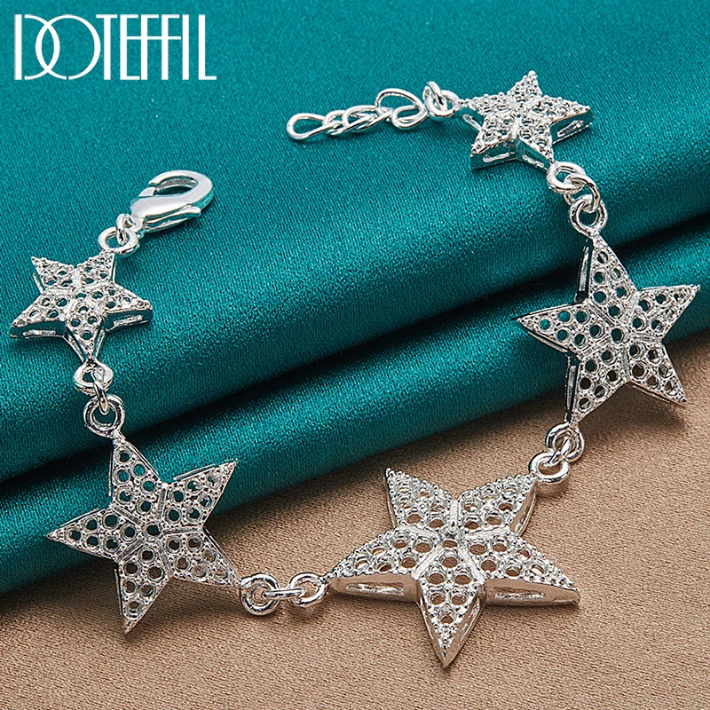 DOTEFFIL 925 Sterling Silver Gold Hollow Six Star Bracelet For Women Wedding Engagement Party Fashion Charm Jewelry
DOTEFFIL 925 Sterling Silver Gold Hollow Six Star Bracelet For Women Wedding Engagement Party Fashion Charm Jewelry