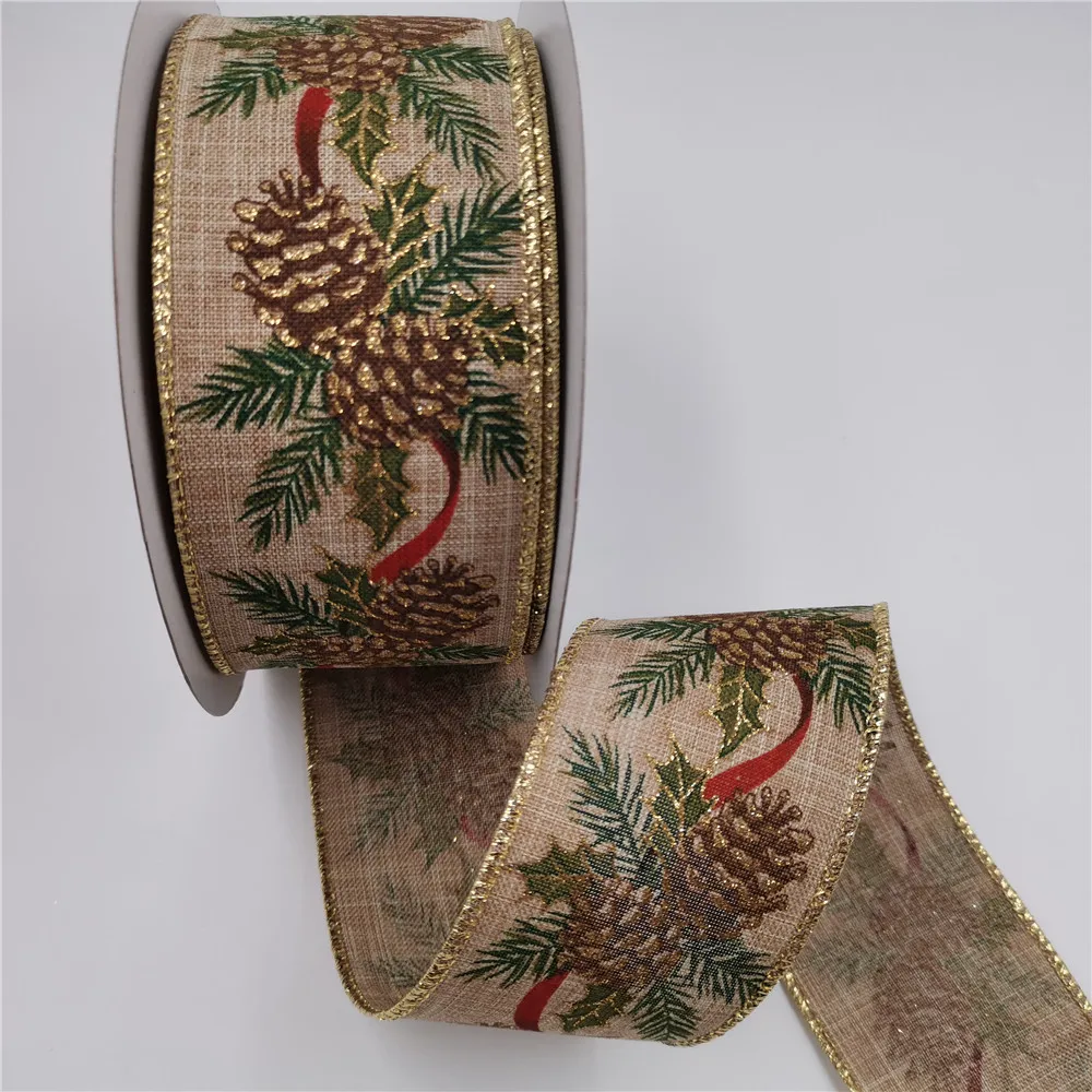 25YARDS 63MM Wired Edge Pinecone Jute Burlap Ribbon with Gold Edge for Birthday Decoration Chirstmas Gift DIY Wrapping 2-1/2"
25YARDS 63MM Wired Edge Pinecone Jute Burlap Ribbon with Gold Edge for Birthday Decoration Chirstmas Gift DIY Wrapping 2-1/2"