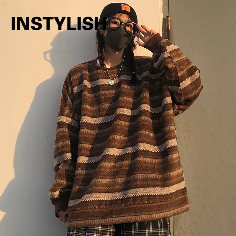Instylish Y2K Harajuku Autumn Long Sleeve O Neck Loose Pullover Vintage Striped Oversized Sweater Knitting BF Style Jumper Top
Instylish Y2K Harajuku Autumn Long Sleeve O Neck Loose Pullover Vintage Striped Oversized Sweater Knitting BF Style Jumper Top