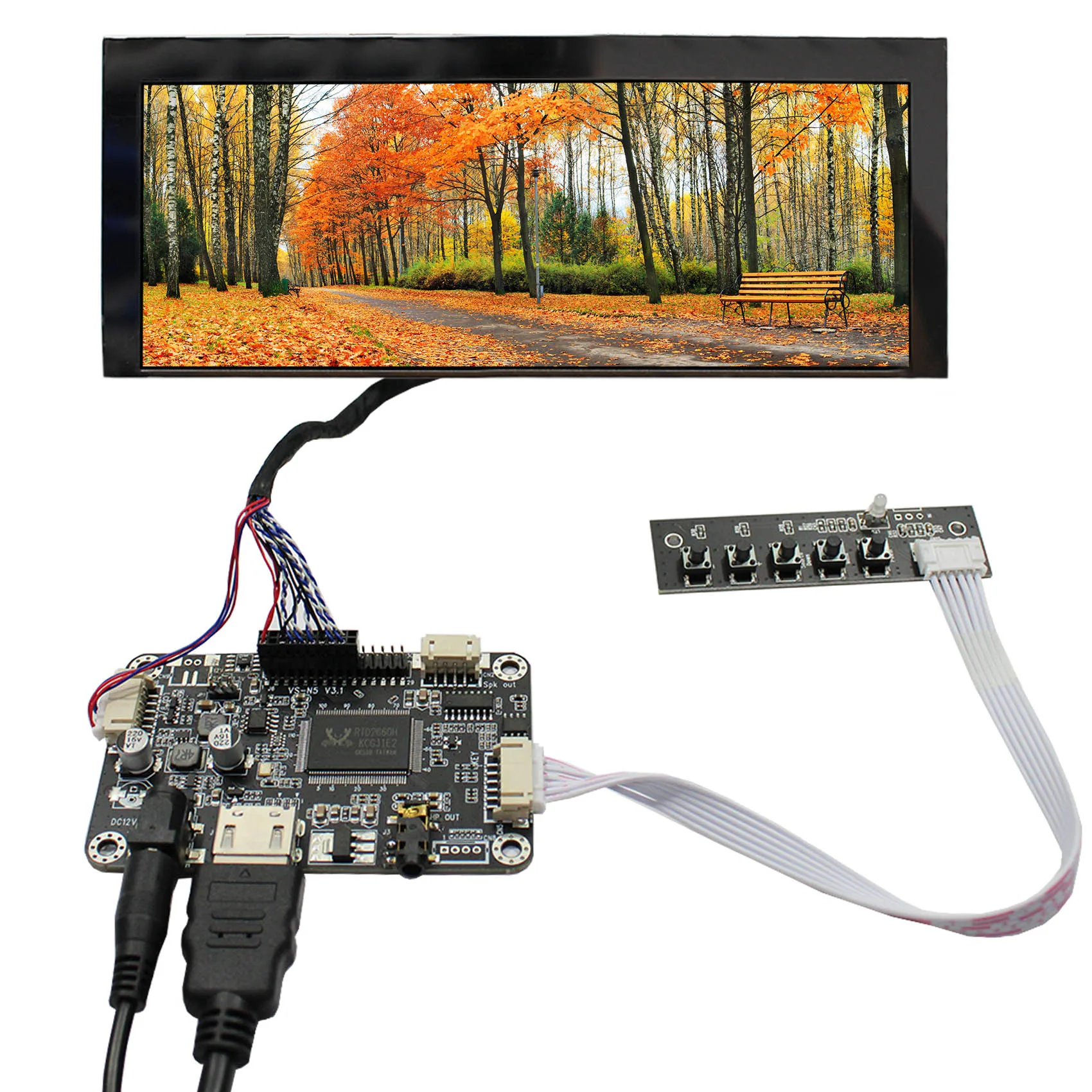 7.8inch IPS AA078AA01 800x300 Brightness 500nit TFT-LCD Screen for Advertising Display /Industrial lcd with HD-MI LCD Board
7.8inch IPS AA078AA01 800x300 Brightness 500nit TFT-LCD Screen for Advertising Display /Industrial lcd with HD-MI LCD Board