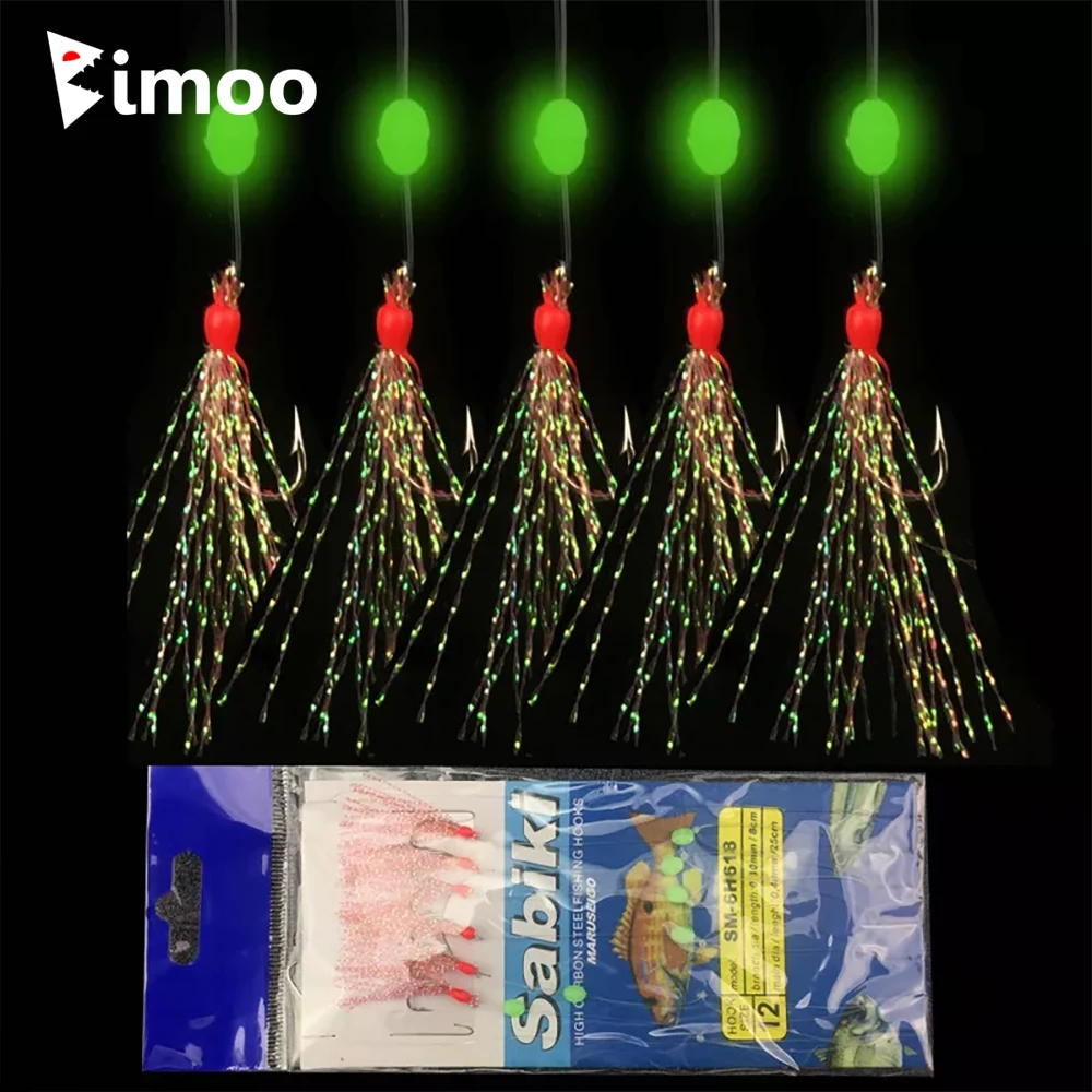 Bimoo 6pcs/set Colorful String Hooks Sabiki Rig with 6 Fishhooks for Sea luminous Fishing Lures Combination Fishing Hooks #7-#15
Bimoo 6pcs/set Colorful String Hooks Sabiki Rig with 6 Fishhooks for Sea luminous Fishing Lures Combination Fishing Hooks #7-#15