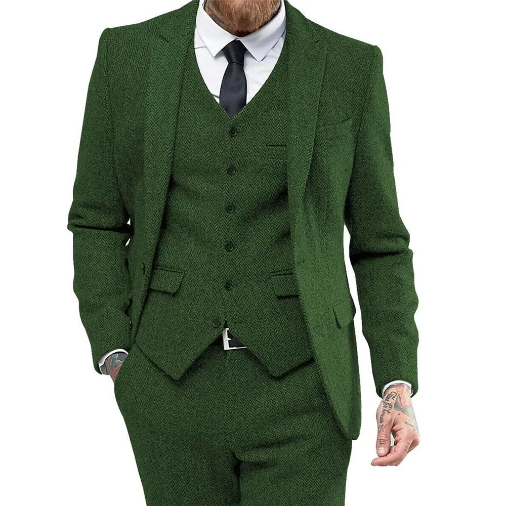 Autumn/Winter Green Herringbone Men Suits Slim Fit Jacket+Vest+Pants 3 Pieces Groom Wedding Tuxedo England Trajes De Hombre 2022
Autumn/Winter Green Herringbone Men Suits Slim Fit Jacket+Vest+Pants 3 Pieces Groom Wedding Tuxedo England Trajes De Hombre 2022