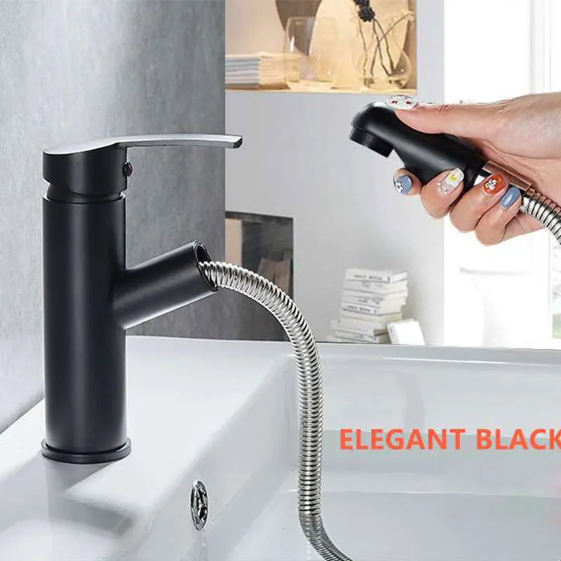 Black Chrome Bathroom Kitchen Basin Mixer Faucet Pull Out Spray Sink Tap Hot And Cold Water Crane Deck Mount Faucets
Black Chrome Bathroom Kitchen Basin Mixer Faucet Pull Out Spray Sink Tap Hot And Cold Water Crane Deck Mount Faucets
