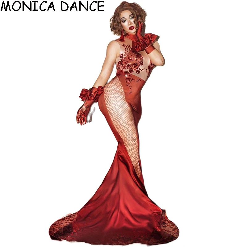 Sexy Nude Spandex Rhinestone Mermaid Long Dress Women Sleeveless Bodycon Evening Party Trailing Dress Club Singer Stage Dress
Sexy Nude Spandex Rhinestone Mermaid Long Dress Women Sleeveless Bodycon Evening Party Trailing Dress Club Singer Stage Dress