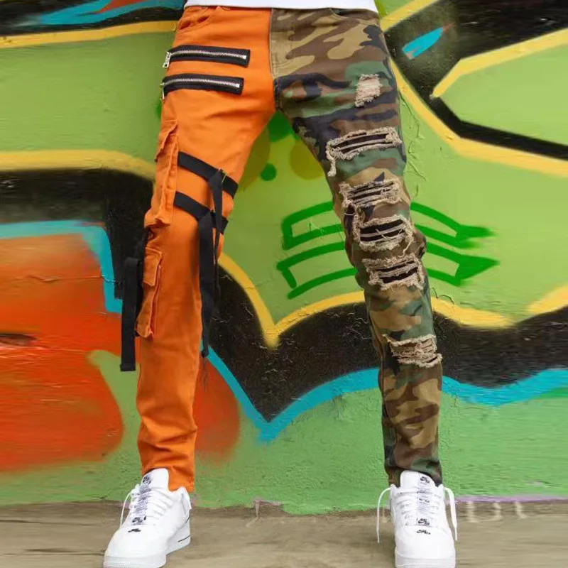 2022 Mens Ripped Jeans Men Camouflage Color Patchwork Slim-fit Straight-leg Overalls Fashion Hip Hop Mens Cargo Pants
2022 Mens Ripped Jeans Men Camouflage Color Patchwork Slim-fit Straight-leg Overalls Fashion Hip Hop Mens Cargo Pants