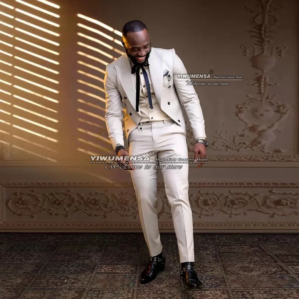 Classic Ivory Men Suits Slim Fit Double Breasted Jacket With Pants 2 Pieces Formal Wedding Tuxedo Grooms Blazer Terno Masculino
Classic Ivory Men Suits Slim Fit Double Breasted Jacket With Pants 2 Pieces Formal Wedding Tuxedo Grooms Blazer Terno Masculino